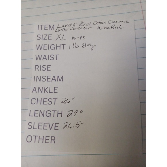 Lands End Mens XL DRIFTER Cotton Crew Neck Pullover Sweater Marled Red Cranberry - Picture 7 of 7